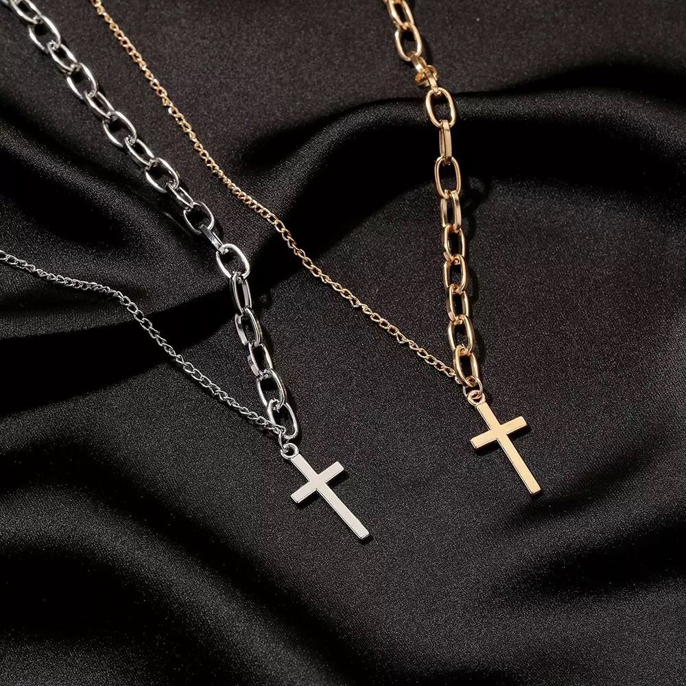 Yu Fashions Half Link Cross Pendent Necklace Chain