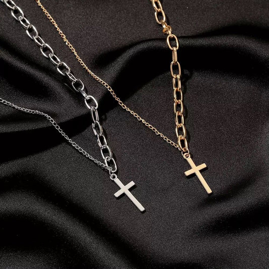 Yu Fashions Half Link Cross Pendent Necklace Chain