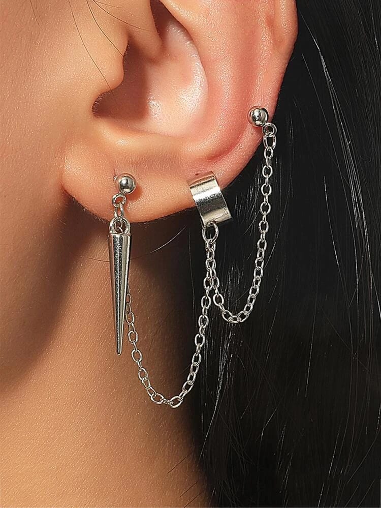 Yu Fashions Punk Hip Hop Sword Chain Drop Single Pc  Earcuff Korean Earring