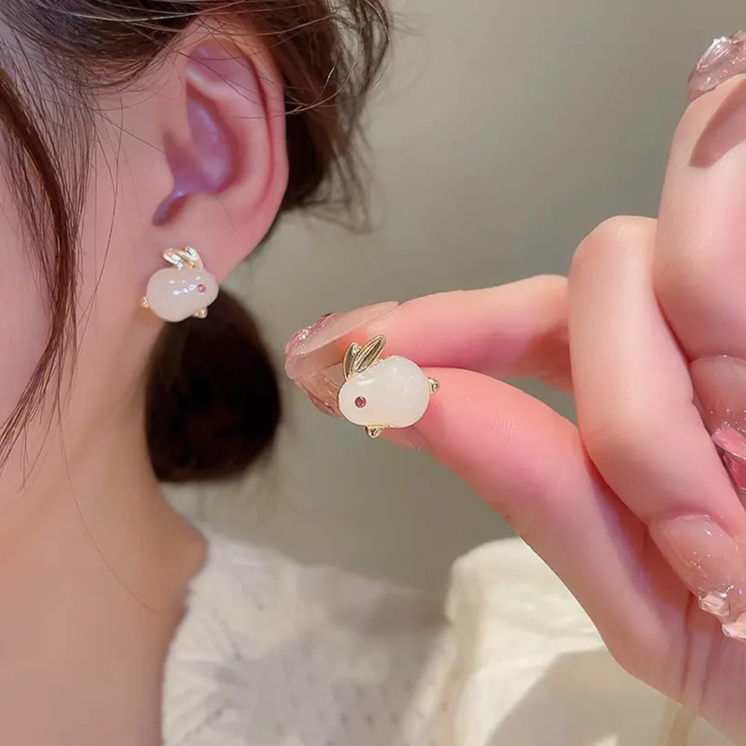 Yu Fashions Rabbit Animal shaped Cute 3D Korean Earrings pair
