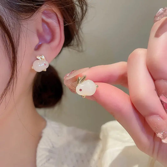 Yu Fashions Rabbit Animal shaped Cute 3D Korean Earrings pair