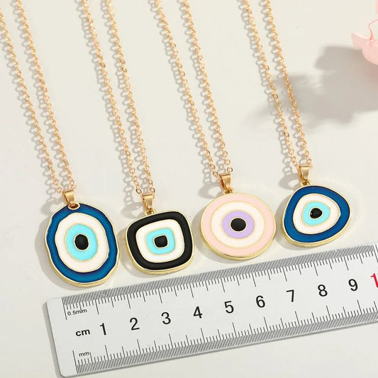 Yu Fashions Geometrical Devil Evil Demon Eye Pendent Necklace Chain