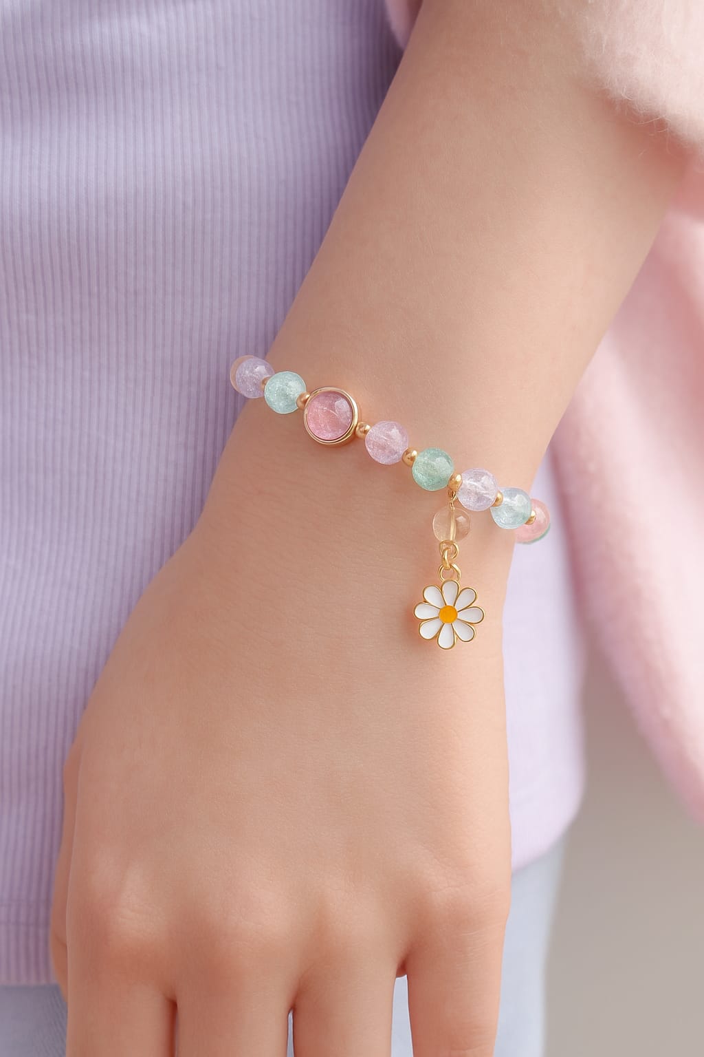 Yu Fashions Crystal Multicolourd Beads Sunflower Charm Cute Korean Bracelet