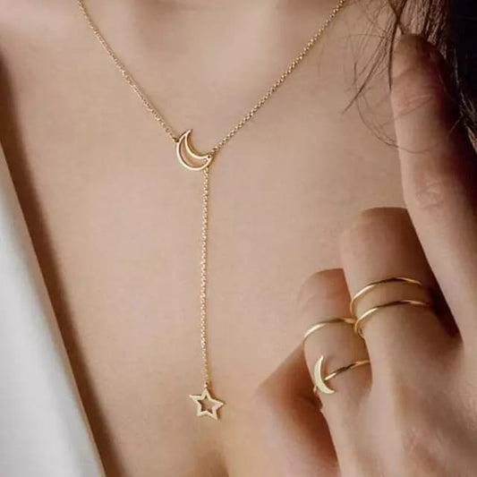 Yu Fashions Moon & Star Toggle Necklace Chain