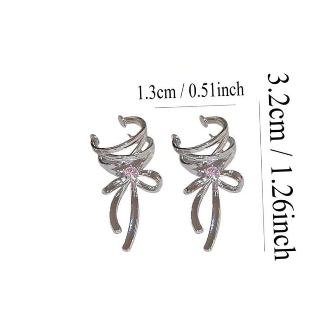Yu Fashions Ribbon Hoop Aesthetics Ballet Style Statement Clip On Wrap Korean Earring Pair