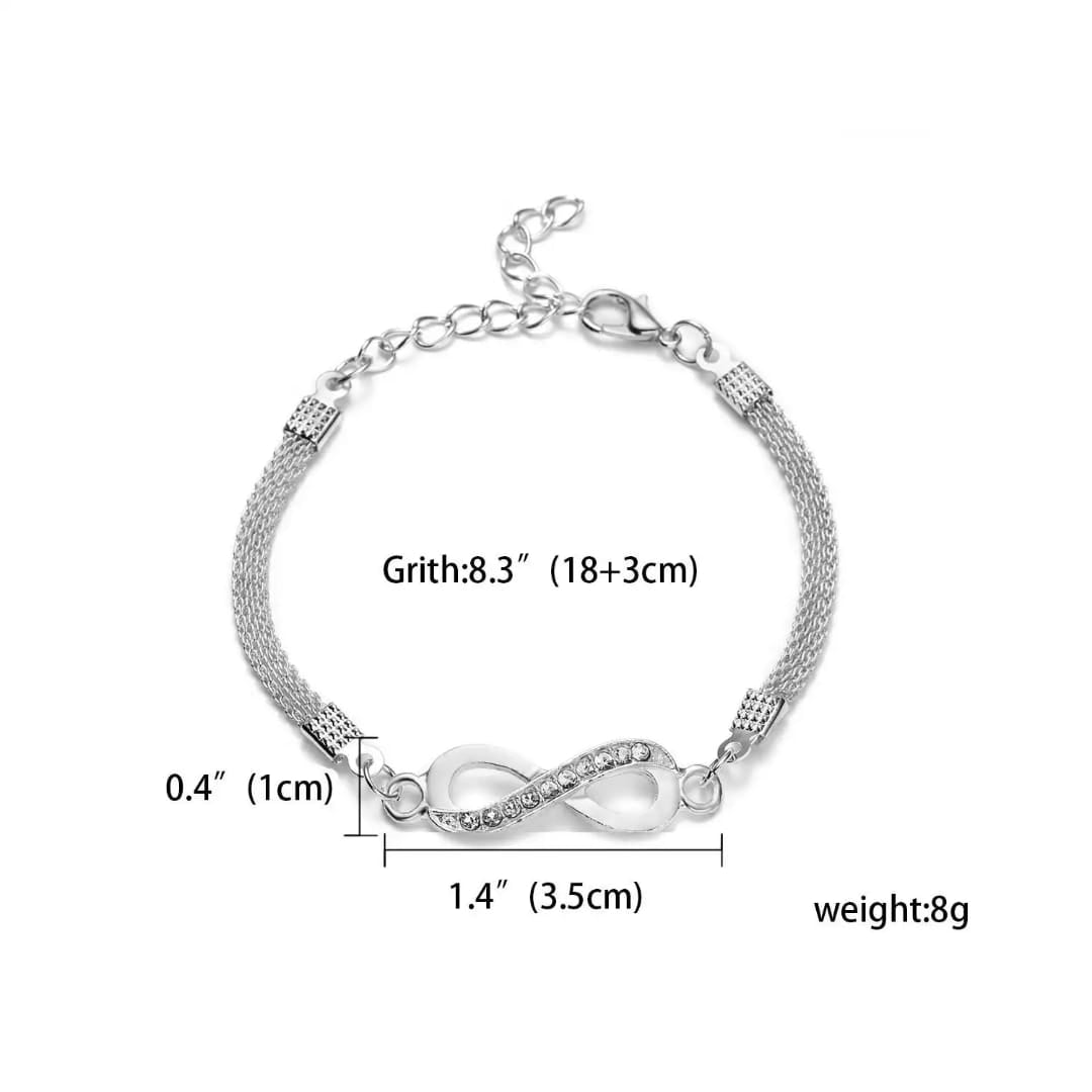 Yu Fashions Infinity Silver Korean High Fashion Bracelet