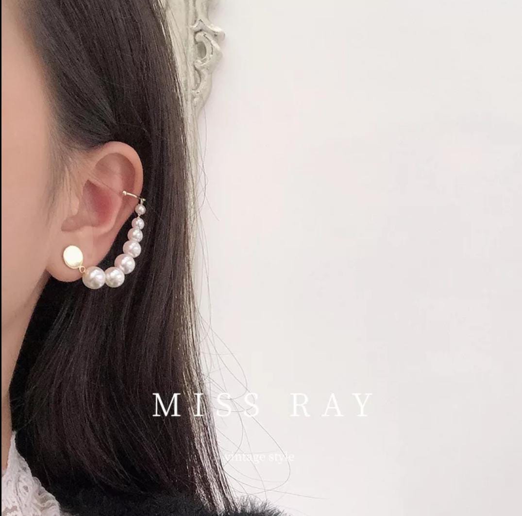 Yu Fashions Cute Pearl Single Pc Earhook Crawler Korean Earring