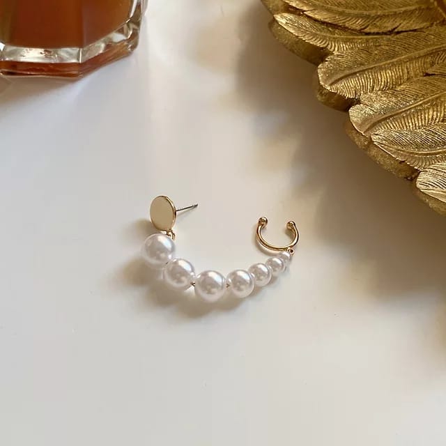 Yu Fashions Cute Pearl Single Pc Earhook Crawler Korean Earring