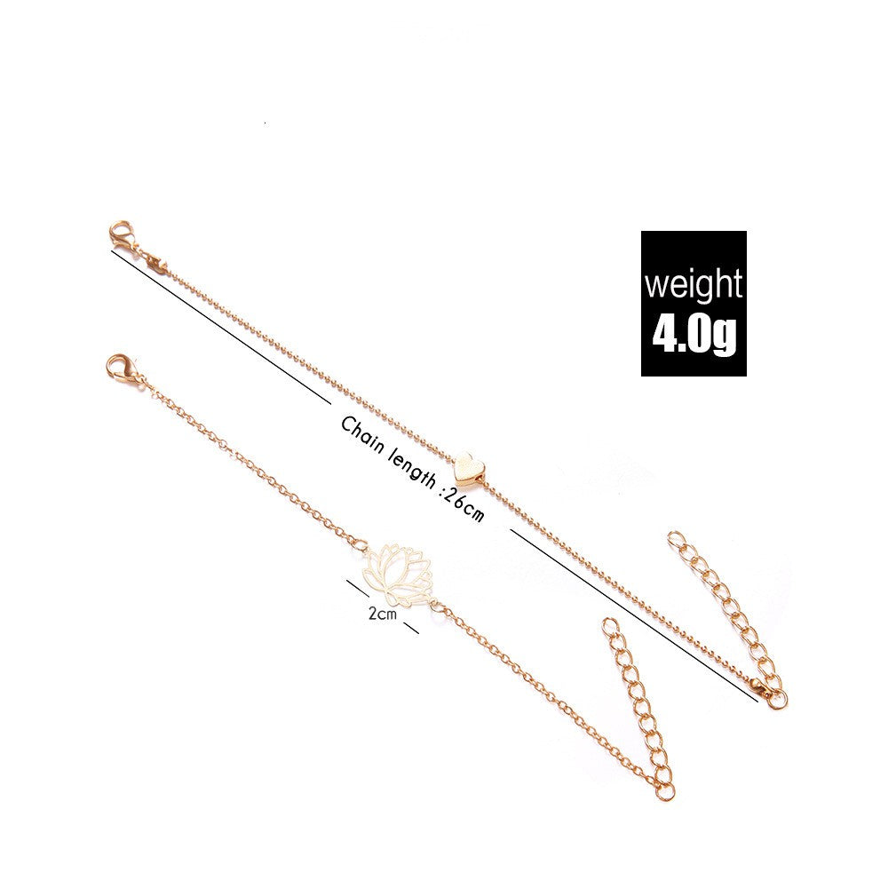 Yu Fashions 2 Layered Lotus Heart Golden Multilayered Korean Bracelet