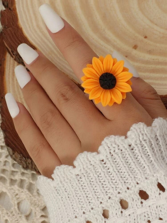Yu Fashions Sunflower Cute Punk Funky Korean Ring