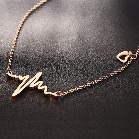 Yu Fashions Heartbeat with Cute Heart Minimal Pendent Necklace Chain