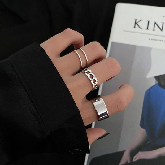 Yu Fashions Minimal High Fashion Korean Ring Set of 3