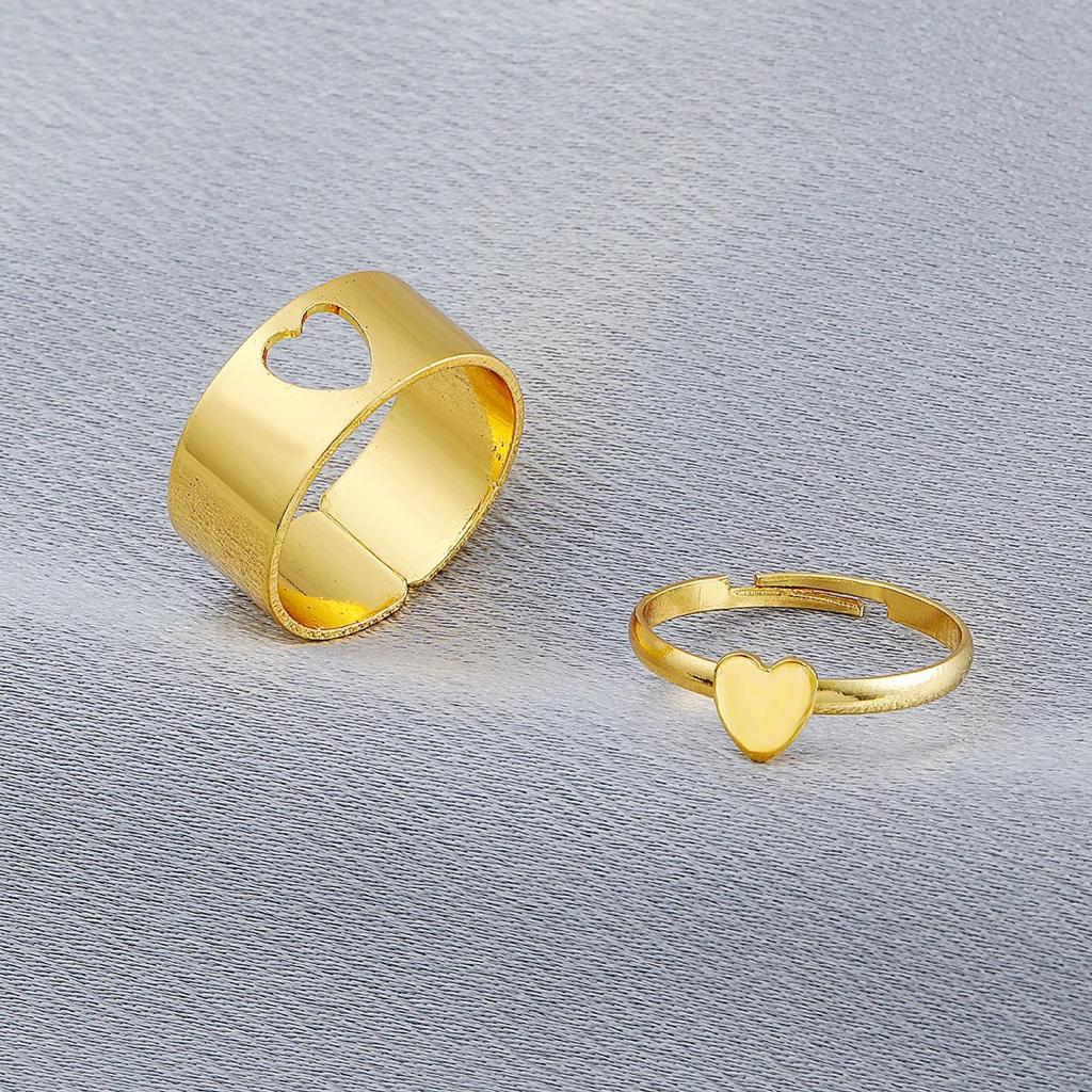 Yu Fashions Couple Best Friend Heart Korean Golden Ring Set of 2