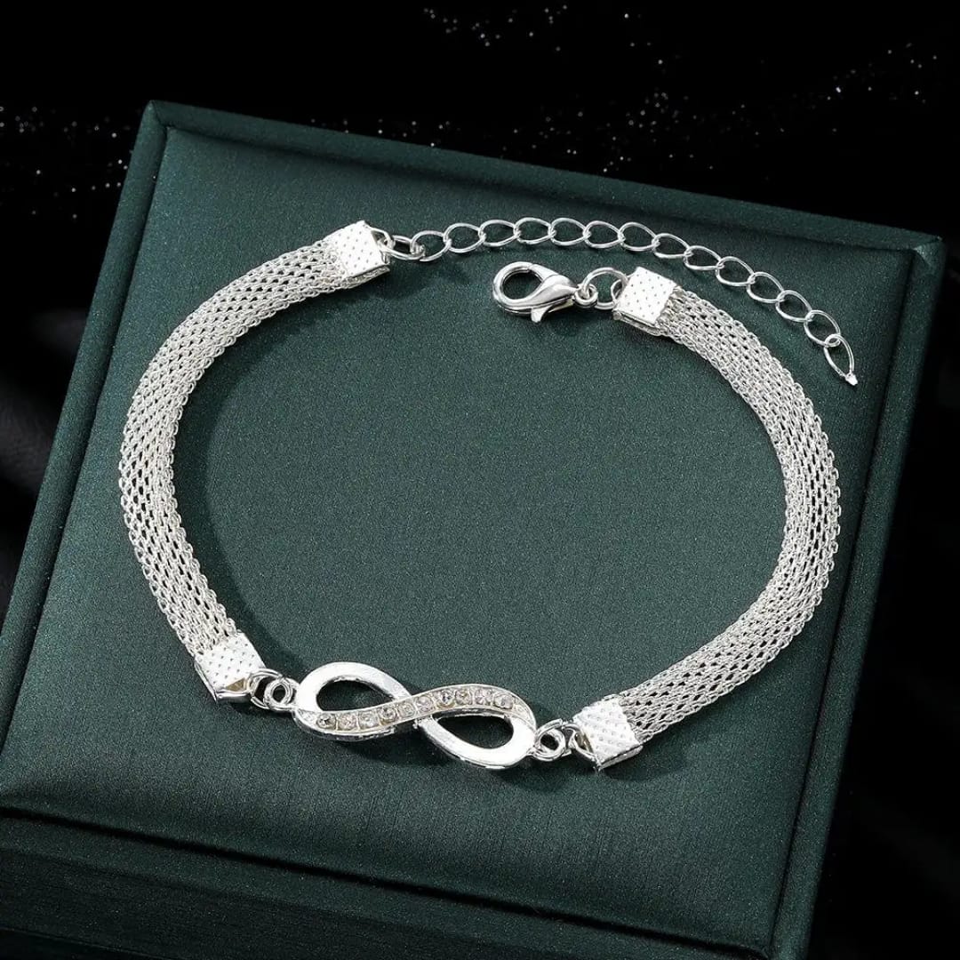 YU Fashions Infinity Minimal Silver Cute Korean Beach Anklet