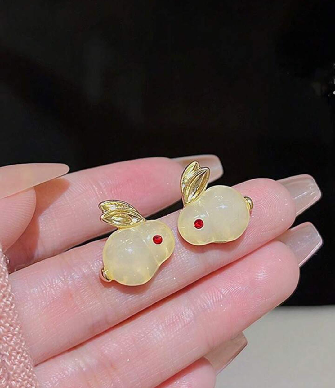 Yu Fashions Rabbit Animal shaped Cute 3D Korean Earrings pair