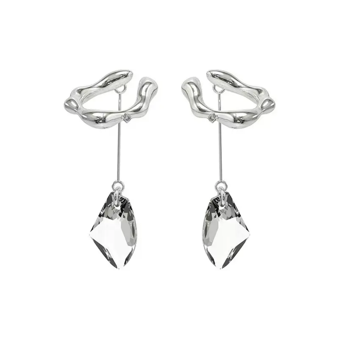 Yu Fashions Crystal No Piercing Round Circle Drop Korean EarHook Earring Pair