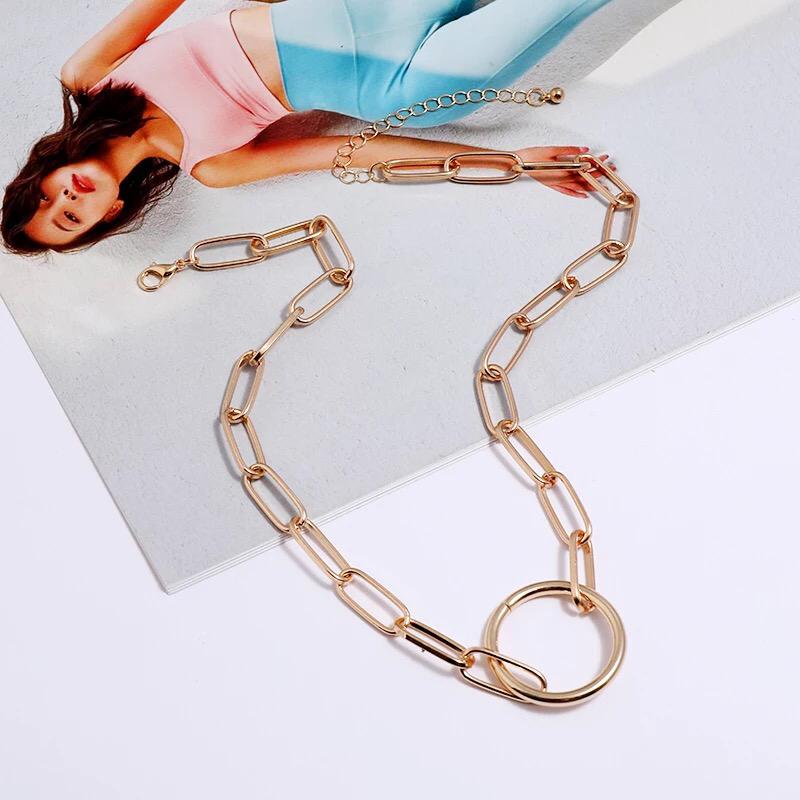 Yu Fashions Circle Pendent Link Chain Necklace