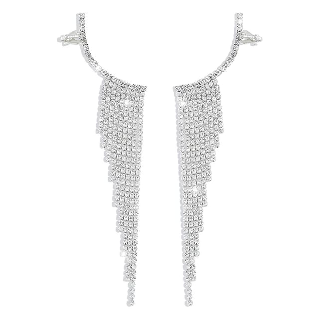 Yu Fashions Rhinestone Tassel High Fashion Korean Earrings Pair