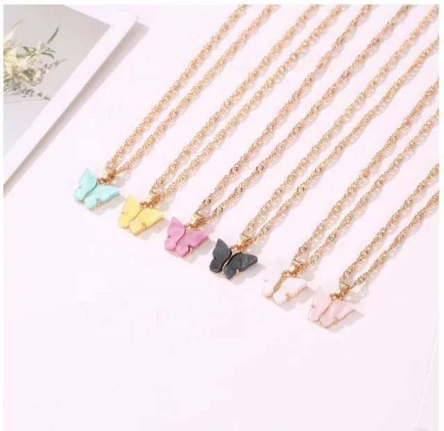 Yu Fashions Cute Butterfly Charm Pendent Korean Necklace