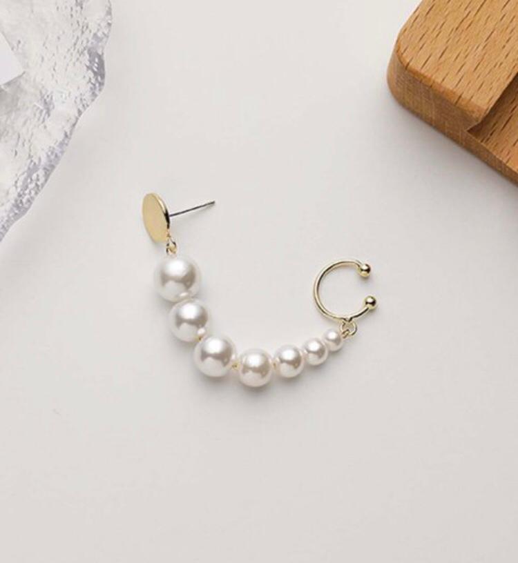 Yu Fashions Cute Pearl Single Pc Earhook Crawler Korean Earring