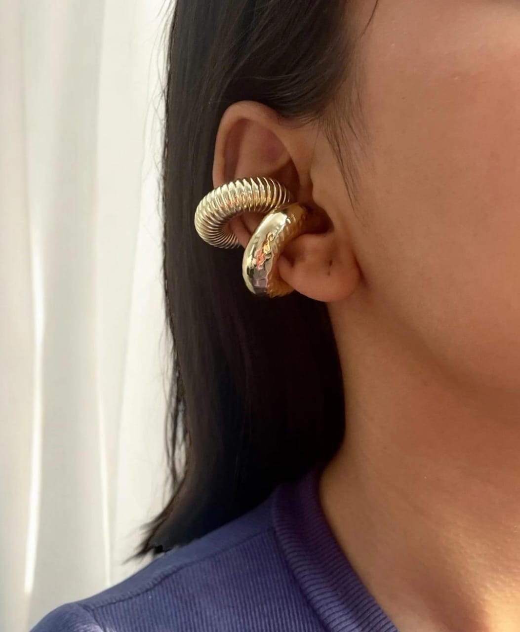 YU Fashions  Textured Spiral Ear Bone Non- Piercing Ear Cuff 2 Statement Korean Earrings Pair