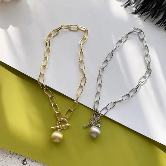 Yu Fashions Cute Metal Ball Toggle  Link Chain Necklace Chain