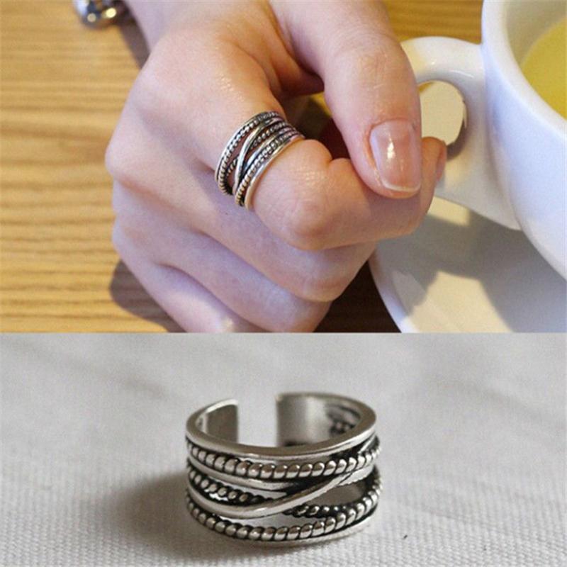 Yu fashions Good Luck Chain Boho Korean Ring Set of 2