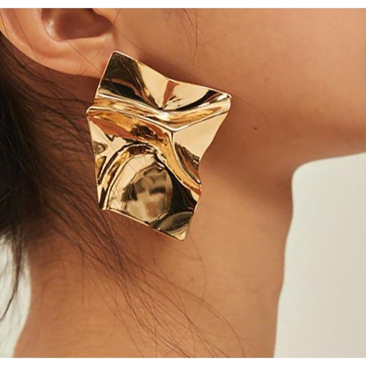 Yu Fashions Geometrical Melted Shaped Korean Earrings Pair