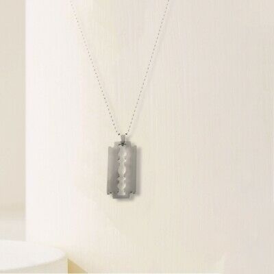 Yu Fashions Razor Blade Punk Unisex Silver Pendent Necklace Chain