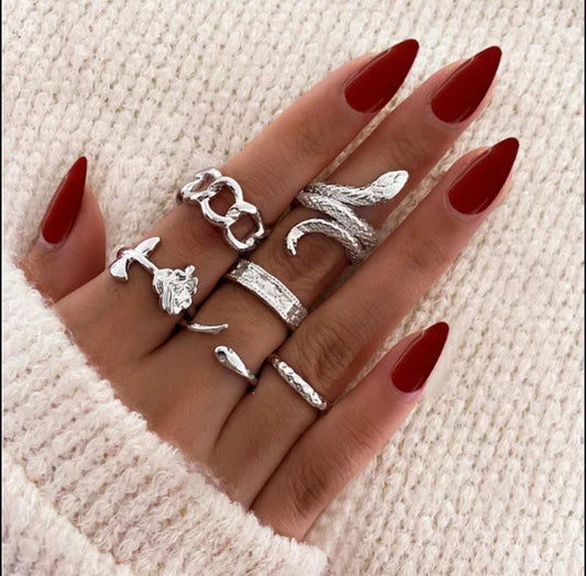 Yu Fashions  Link Snake Bohemian Ring Set of 6