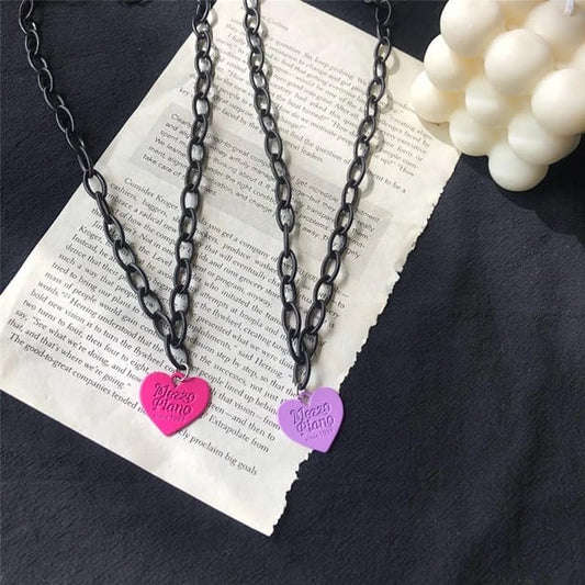 Yu Fashions Black Link Chain with Punk Pendent Necklace Chain