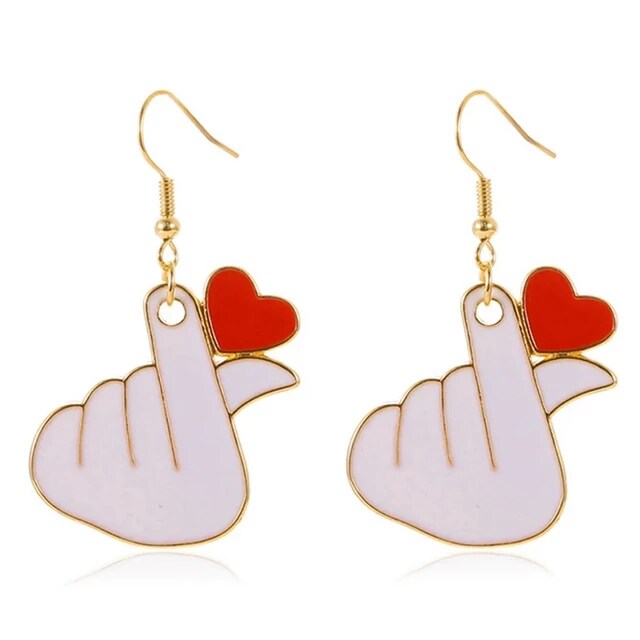 Yu Fashions Heart Click Cute Hand Korean Earrings Pair