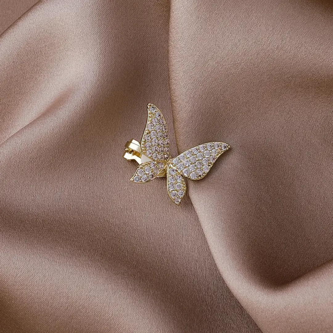 Yu Fashions Cute Golden Rhinestone Single Pc Butterfly High Fashion Bone EarClip No Piercing earHook Ear Crawler Earring