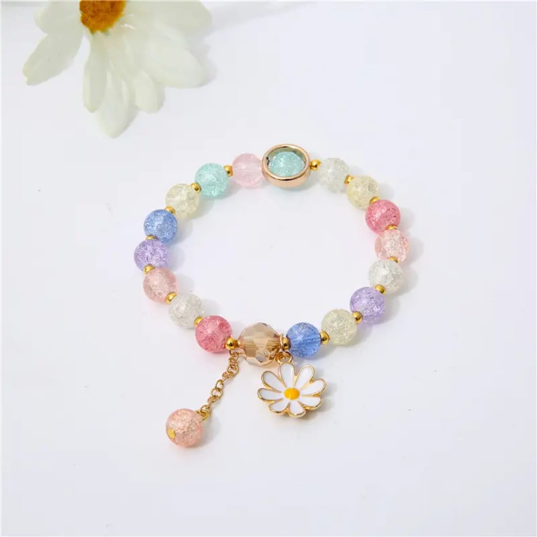 Yu Fashions Crystal Multicolourd Beads Sunflower Charm Cute Korean Bracelet