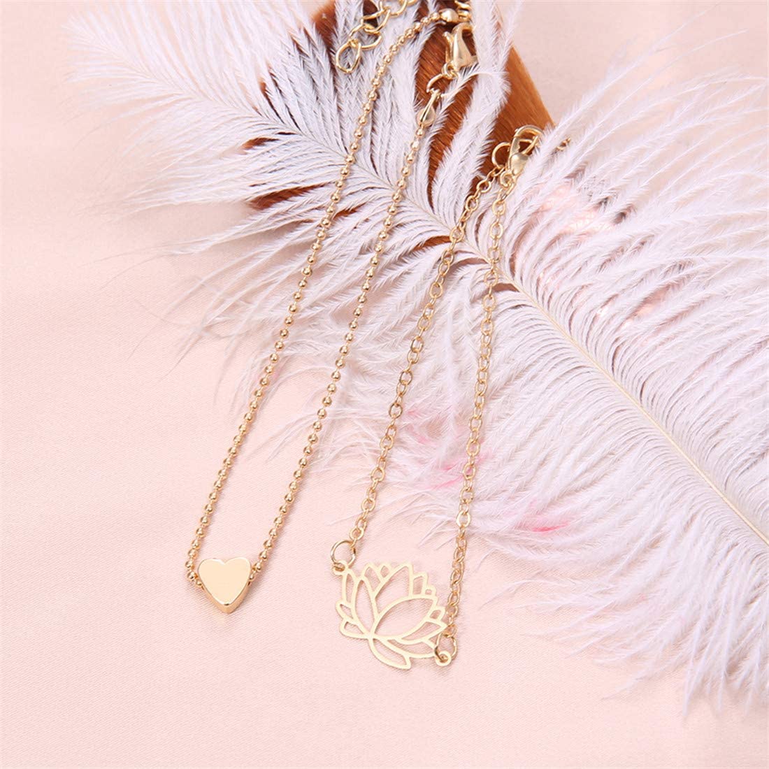 Yu Fashions 2 Layered Lotus Heart Golden Multilayered Korean Bracelet