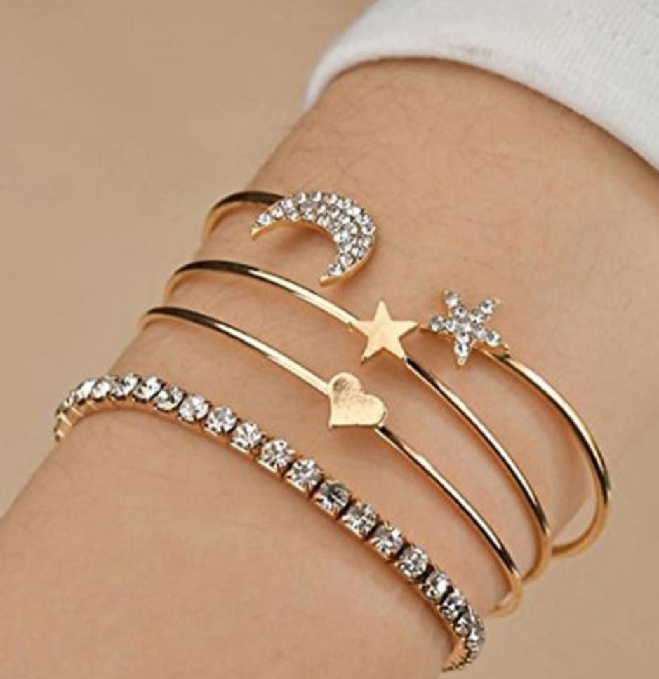 Yu Fashions Heart Star Moon High Fashion Multilayered Korean Bracelet
