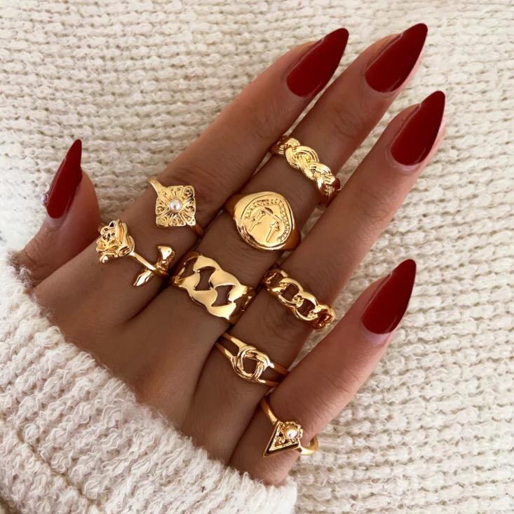 Yu Fashions  Link Snake Bohemian Ring Set of 10