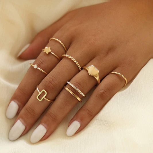 Yu Fashions Rectangular  Korean Ring Set of 8