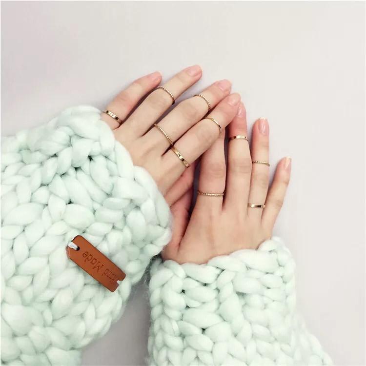 YU Fashions Minimal High Fashion Korean Ring Set of 10