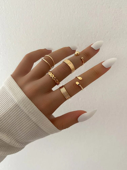 Yu Fashions Golden Dot Korean Ring Set of 6