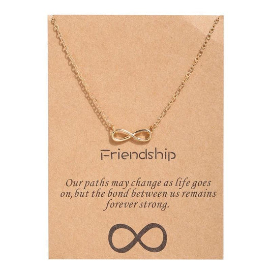 Yu Fashions Infinity Friendship Card Minimal Pendent Necklace Chain