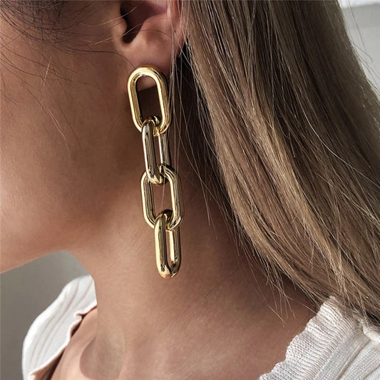 Yu Fashions 4 Link Hook Golden Korean Earrings Pair