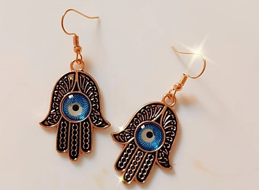 Yu Fashions Round Evil Eye Korean Cute Korean Earrings Pair