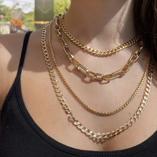 Yu Fashions 4 layered Link Chain Multilayered Necklace Chain