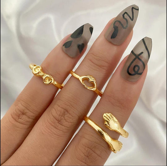 YU Fashions Hug Promise Heart Friend Ring Set of 3