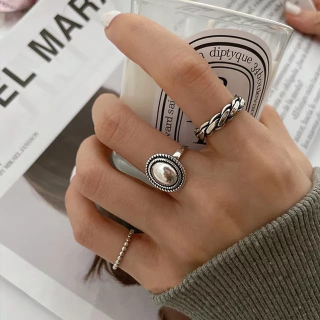 Yu fashions Boho Vintage Korean Ring set of 3