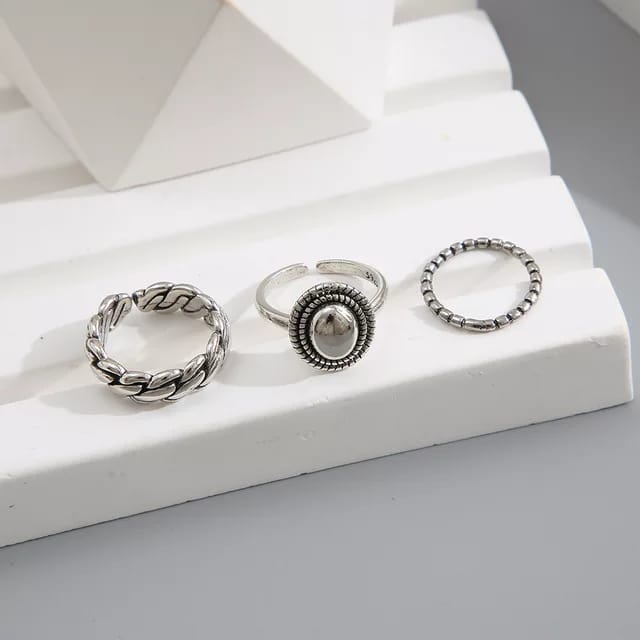 Yu fashions Boho Vintage Korean Ring set of 3