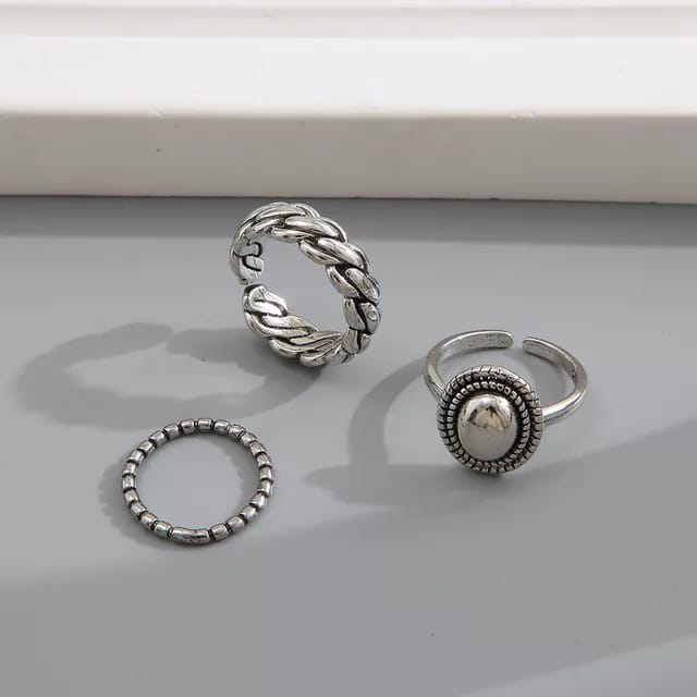 Yu fashions Boho Vintage Korean Ring set of 3