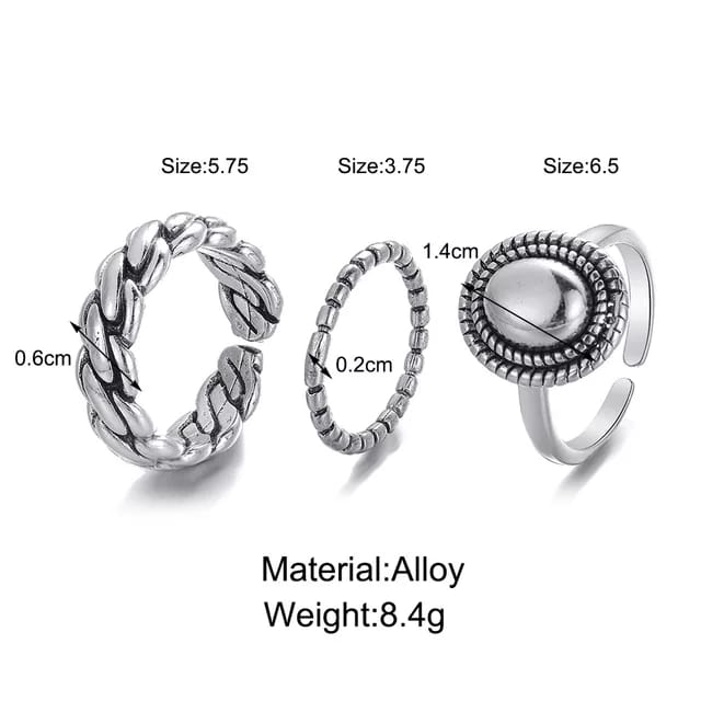 Yu fashions Boho Vintage Korean Ring set of 3