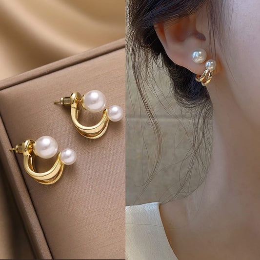 Yu Fashions Twisted Pearl Cute Korean Earrings Stud Pair